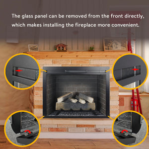 English Elm 33 Inch Infrared Electric Fireplace Insert with 3d Flame Effects and Crackling Sound W1769P252998