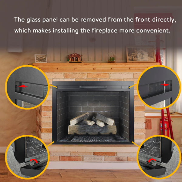 English Elm 33 Inch Infrared Electric Fireplace Insert with 3d Flame Effects and Crackling Sound W1769P252998