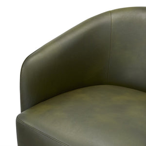 English Elm Ardena Fern Green Faux Leather Swivel Barrel Chair with Pocket Coil Seat, 360° Swivel, Compact Chic B050P322597