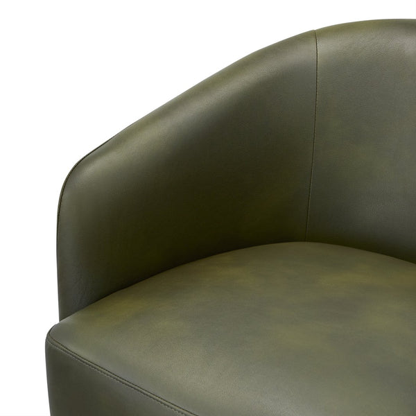 English Elm Ardena Fern Green Faux Leather Swivel Barrel Chair with Pocket Coil Seat, 360° Swivel, Compact Chic B050P322597