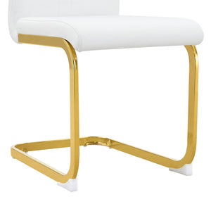 English Elm Modern Cantilever Gold Frame Pu Leather Dining Chairs Glam Set of Four W3875P372970