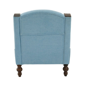 English Elm UNITED Oversized Chaise Lounge Sofa Bed with Solid Wood Arms, High-Resilience Foam, 800lb Capacity and Storage Pockets Light Blue W1568S00209