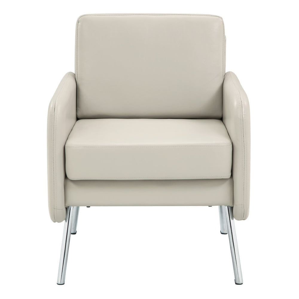 OSP Home Furnishings Lounge Chair with Faux Leather Upholstery and Chrome Legs for Reception or Waiting Areas Chair Cream SL5601-PD28