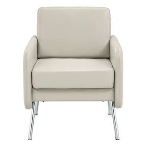 OSP Home Furnishings Lounge Chair with Faux Leather Upholstery and Chrome Legs for Reception or Waiting Areas Chair Cream SL5601-PD28