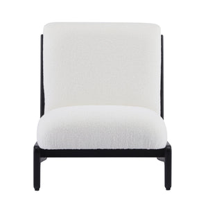 English Elm Scott Living Moda Set of 2 Accent Chairs White Cushion Matte Black Wood Frame N767P356660B