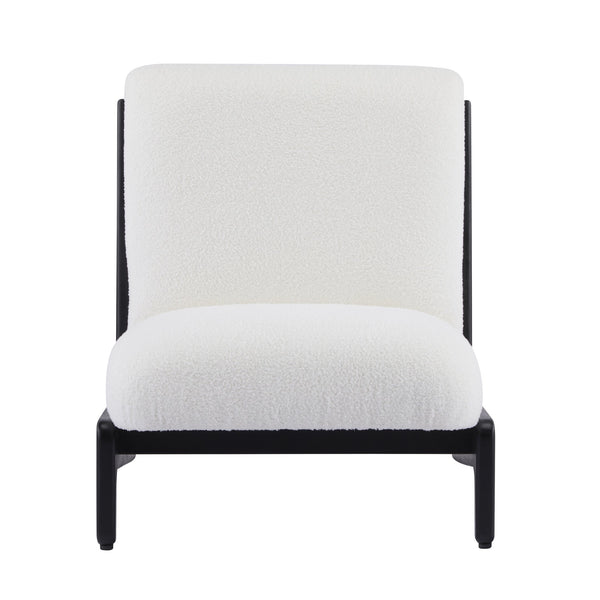 English Elm Scott Living Moda Set of 2 Accent Chairs White Cushion Matte Black Wood Frame N767P356660B