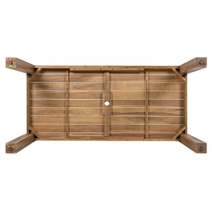 English Elm Trexm Acacia Wood Outdoor Dining Set Seats Six with Umbrella Hole Rustic Patio Beige,Light Teak TM000019AAD