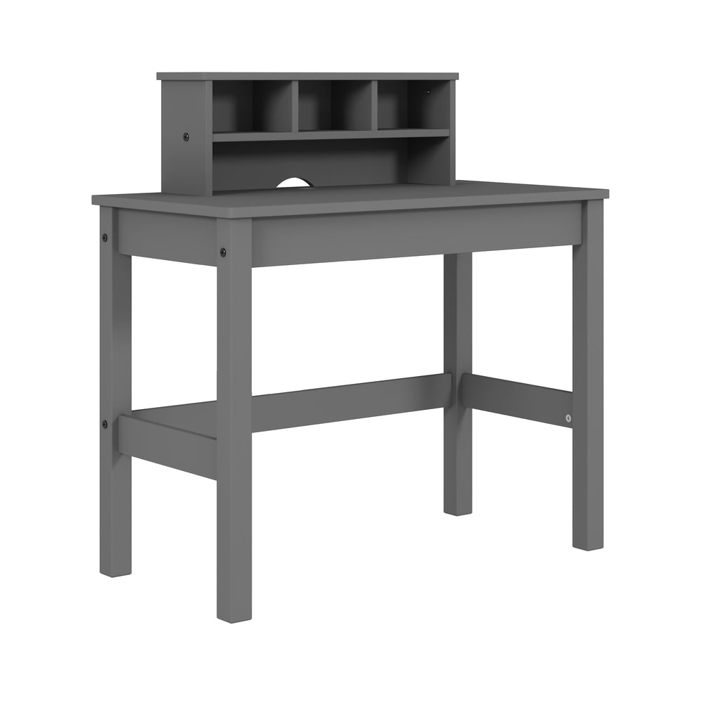 English Elm Logan Gray Finish Writing Desk with Hutch, Cable Management, Ample Storage & Sleek Minimal Design B2726P256270