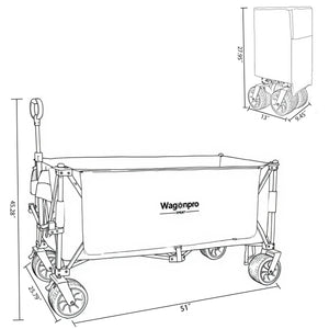 English Elm 51-inch Heavy Duty Steel Folding Utility Wagon with All-terrain Wheels and 480lb Capacity W2932P331764