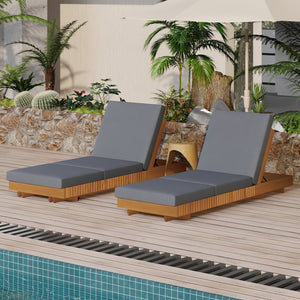 English Elm Christopher Knight Home® - Lounge Chaise Set – Stylish Acacia Wood With Water-Resistant Cushions & 6-Position Adjustability! N770P281696C_N770P208326G