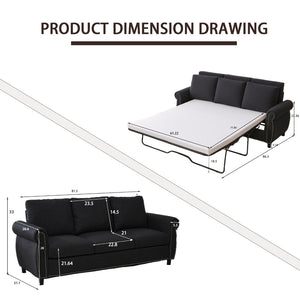 English Elm Sleeper Sofa Bed - Stylish 3-Seater Couch With Memory Foam Mattress, Perfect For Small Spaces & Guests W3696S00002-GIGA