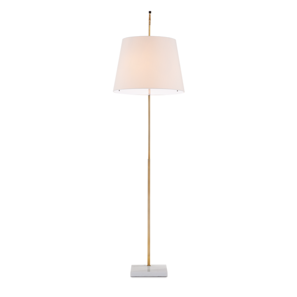 Cloister Brass Floor Lamp - Modern Arc Design with Elegant White Shade and Antique Finish for Style