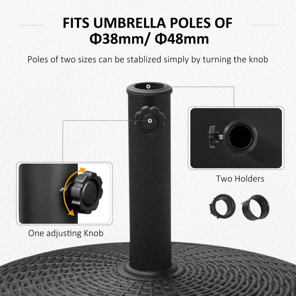English Elm Outsunny Heavy Duty 50 Lbs. Umbrella Base With Wheels, 20.5" Portable Stand For 1.5"-2" Umbrella Poles W2225P174231-GIGA