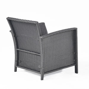 English Elm Christopher Knight Home® - ST LUCIA CHAIR Stylish PE Rattan Patio Seat with Iron Frame, Waterproof Fabric, Compact 28.25x25.5x17 Grey 54676.00GRY