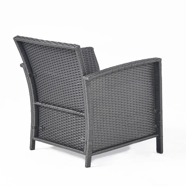 English Elm Christopher Knight Home® - ST LUCIA CHAIR Stylish PE Rattan Patio Seat with Iron Frame, Waterproof Fabric, Compact 28.25x25.5x17 Grey 54676.00GRY