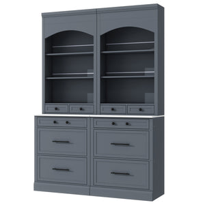 English Elm Modern 83.7in Tall Kitchen Pantry Set of 2 with Faux Marble Countertops, Durable Storage and Anti-Tip Safety Gray SP000075AAE