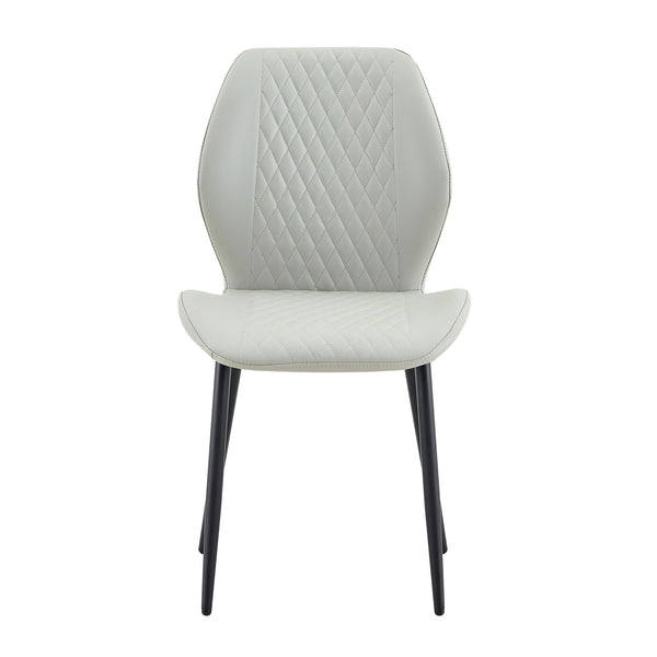 English Elm 4-piece Diamond Quilted Upholstered Dining Chair Set with Sleek Black Metal Legs Black,Light Gray W1151P458010