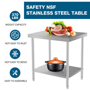 English Elm 48''*24'' Stainless Steel Commercial Prep Table with Under Shelf for Professional Kitchens W3167P303183