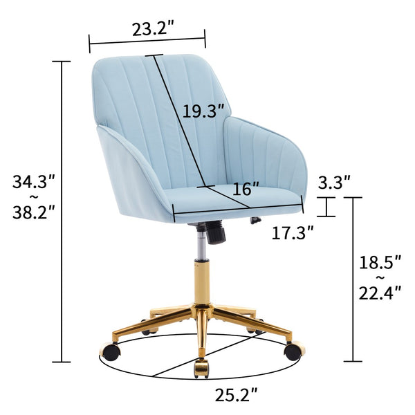 English Elm Ty Ergonomic Velvet Office Chair – Plush Memory Foam, Stylish Baby-Blue, Perfect For Home & Study W2311P199093-GIGA