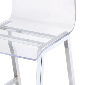 English Elm Clear Clear and Chrome Armless Counter Height Chair Set of 2 — Acrylic Seats, Chrome Frame, Modern Barstools (2) B062P186545