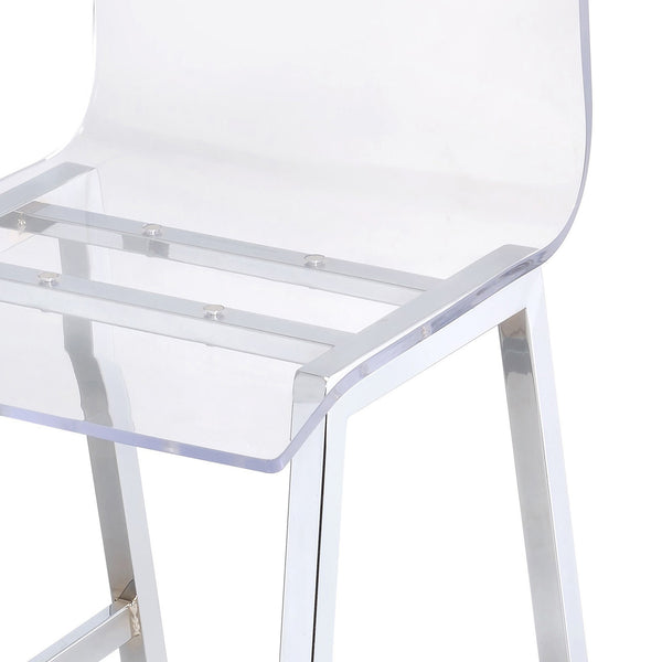 English Elm Clear Clear and Chrome Armless Counter Height Chair Set of 2 — Acrylic Seats, Chrome Frame, Modern Barstools (2) B062P186545