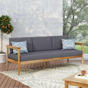 English Elm Christopher Knight Home® - GAVIN Dark Grey 3-Seater Sofa - Acacia Wood Frame, Water-Resistant Cushions, Slat Design, 76.5" 67310.00DGRY
