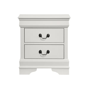 English Elm 2-drawer Nightstand White Lacquer Finish Bracket Feet Molded Trim Bedroom Storage B016P453459