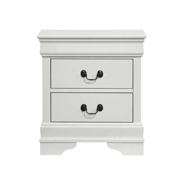 English Elm 2-drawer Nightstand White Lacquer Finish Bracket Feet Molded Trim Bedroom Storage B016P453459