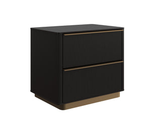 Sunpan Kalla Nightstand - Elegant Design with Steel Base, Soft Closing Drawers & Unique Wood Character Charcoal
