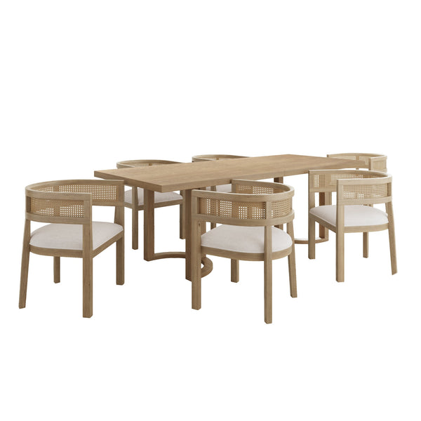 English Elm Christopher Knight Home® - 7-Piece Elegant Dining Set: Modern Wood Table & Upholstered Chairs For Stylish Family Meals & Gatherings N771P192287B_N771P195513A
