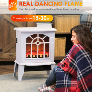 English Elm Homcom Electric Fireplace Stove - 18" Portable Heater With Realistic Flames & Safety Features, White W2225P229197