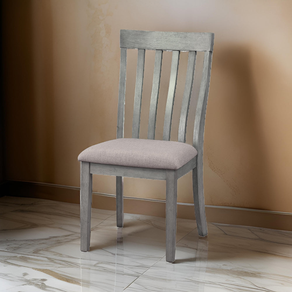 English Elm Vertical Slat Curved Back Dining Chairs Solid Wood Frame Upholstered Seat Set of 2 B056P416793