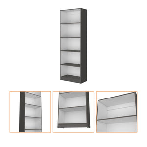 English Elm Sutton 4-Shelf Modern Bookcase with Open Storage, Slim 71.1" Tall Display Unit in White/Gray/Black B128P176169