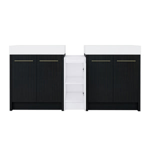 English Elm 72 Inch Freestanding Bathroom Vanity Set With Resin Sink, Storage Cabinets & Soft-Close Doors W999S00300