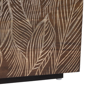 Crestview Collection Traditional Media Credenza - Elegant Mango Wood Tv Stand With Unique Carvings & Ample Storage Brown Solid Wood Cvfnr4809