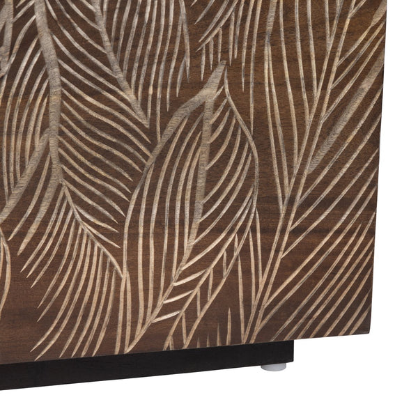 Crestview Collection Traditional Media Credenza - Elegant Mango Wood Tv Stand With Unique Carvings & Ample Storage Brown Solid Wood Cvfnr4809