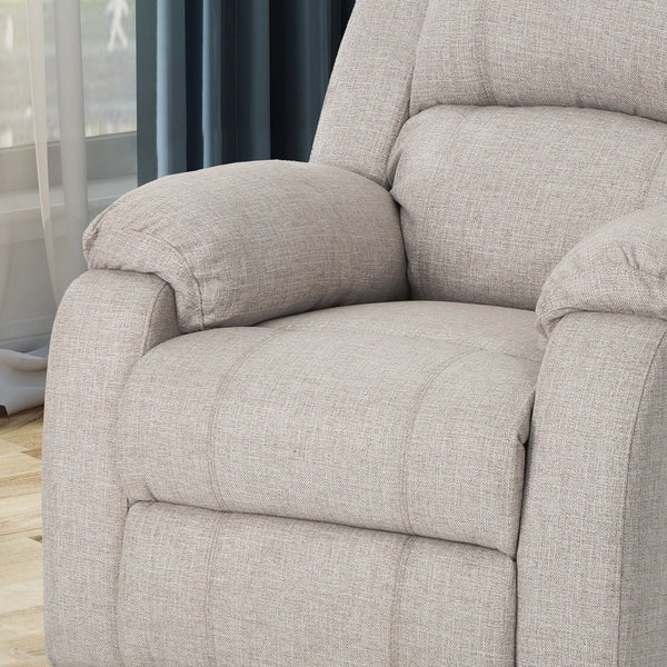 English Elm Christopher Knight Home® - Manual Recliner Chair Linen Upholstery, Compact Space-Saving Design with Dual-Angle Lever for Cozy Relaxation Beige 62812.00BGE