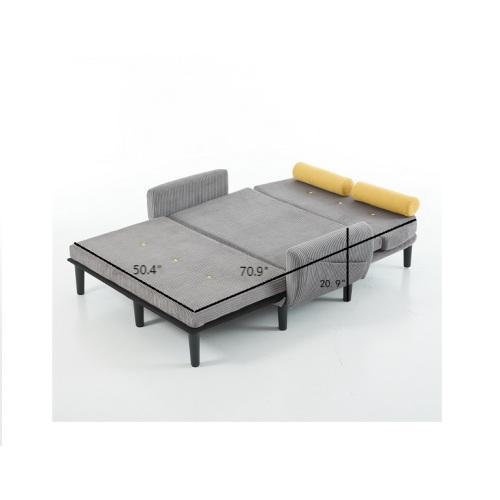 English Elm Gray corduroy loveseat daybed recliner with adjustable back, storage pocket, USB armrest charger, two pillows W570P333063