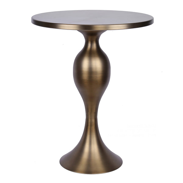 English Elm 24" Hourglass Spun Metal Side Table with Gleaming Plated Finish for Living Room Bronze B202P223398