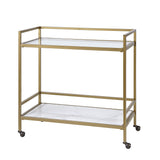 Martha Stewart Lionel Glam/Luxury Two Tier Bar Cart on Wheels MT135-0036 Antique Gold