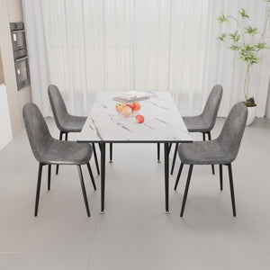 English Elm 47"-63" Extendable Dining Table & Modern Grey Chairs Set For 2-6, Stylish Mdf & Metal Design W2189S00208