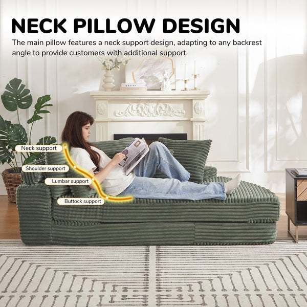 English Elm 78.5-inch Corduroy Modular Circular Sofa Bed Convertible Reclining Lounger with Pillows W834P385983