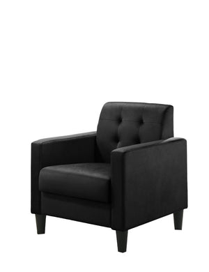 English Elm Ezio Button Tufted Velvet Accent Armchair with Tapered Legs for Living Room Black B2749P413367