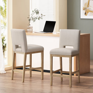 English Elm Christopher Knight Home® - 31 Inch Counter Stools Set of 2 Wheat Fabric Upholstered, Breathable L-Shaped Backrest, Modern Comfort 73531.00WHEAT