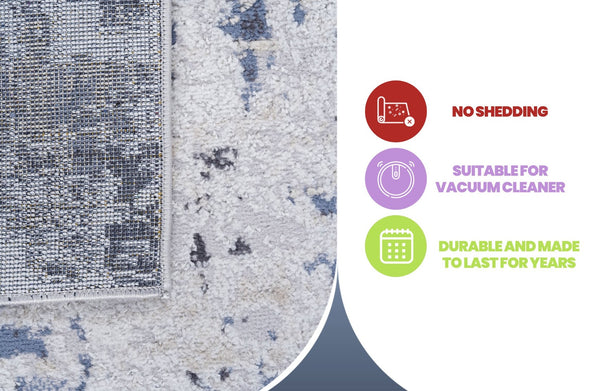 English Elm Payas Modern Abstract 5X7 Area Rug In Grey & Denim - Durable, Kid & Pet-Friendly, Easy Care Design B189P183552-GIGA