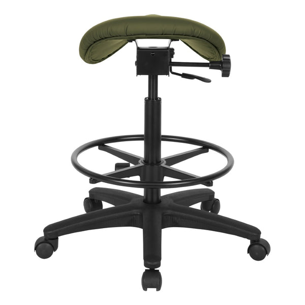 OSP Home Furnishings Backless Saddle Stool Ergonomic Pneumatic Height Adjustable Office Studio Task Seating Dillon Sage ST205-R106