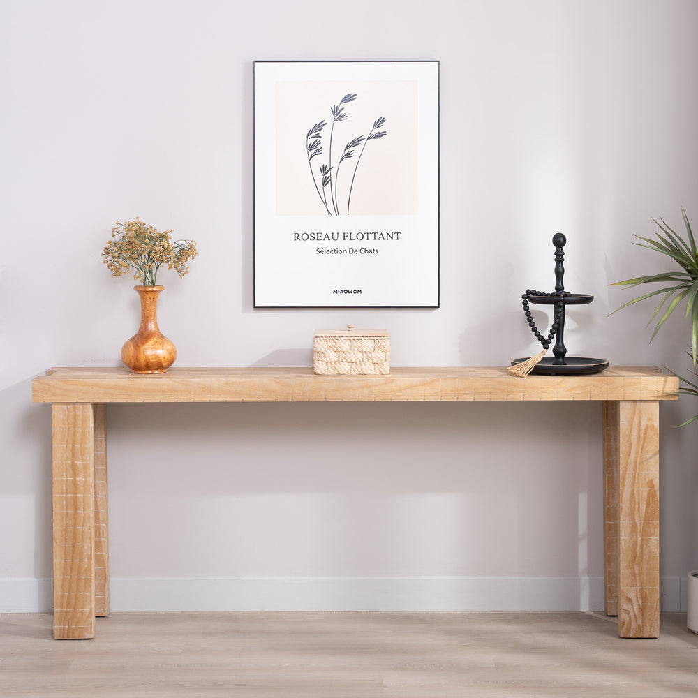 English Elm Rustic Light Wood Narrow Console Table for Entryway Hallway or Behind Sofa W2729P270740