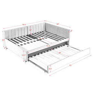 English Elm Full Size Daybed With Trundle - Stylish Velvet Sofa Bed Frame For Cozy Spaces & Overnight Guests W1413S00086