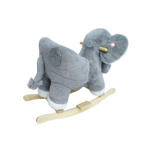 English Elm Kids Elephant Plush Rocking Toy with Sound Button Safety Belt and Sturdy Steel Frame W3723P374146