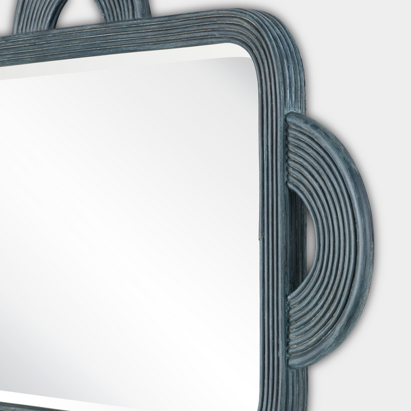 Santos Handmade Vintage Navy Rectangular Mirror with Beveled Edges for Stylish Home Decor